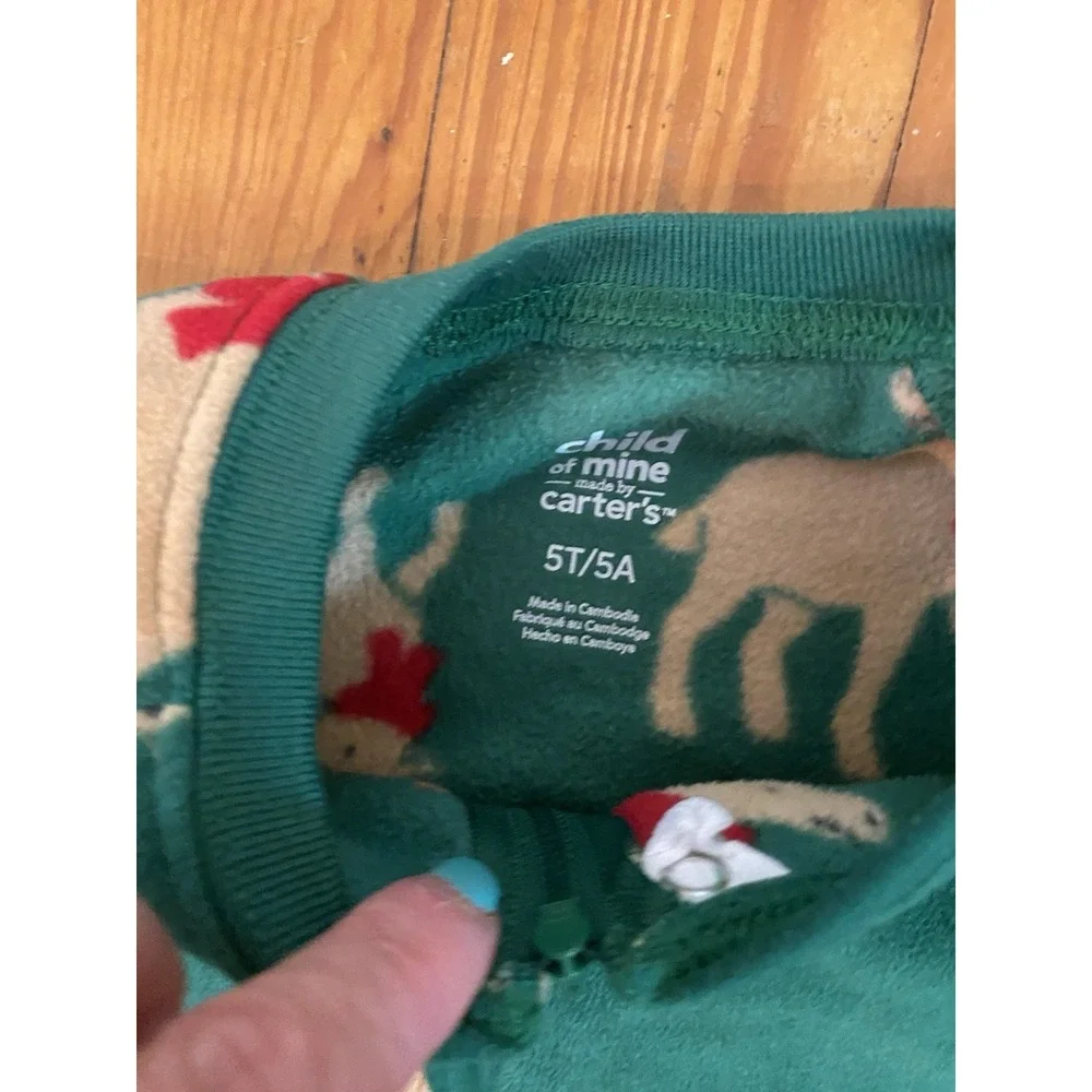 2 Carter's Kids Christmas Footie Pajamas Cookies And Reindeer Fleece Zip size 5